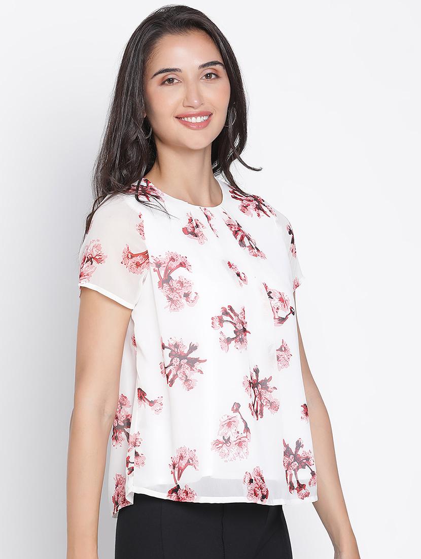 white floral printed regular top - 21399548 - Standard Image - 2