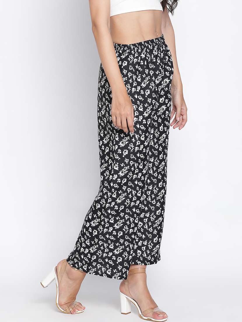 women black polyester wide leg trouser - 21399556 -  Standard Image - 2
