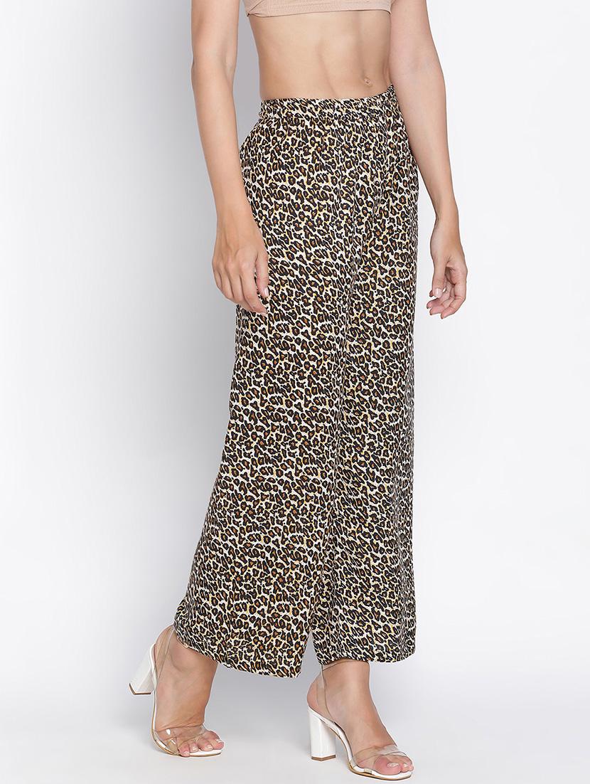 women beige polyester wide leg trouser - 21399557 - Standard Image - 2