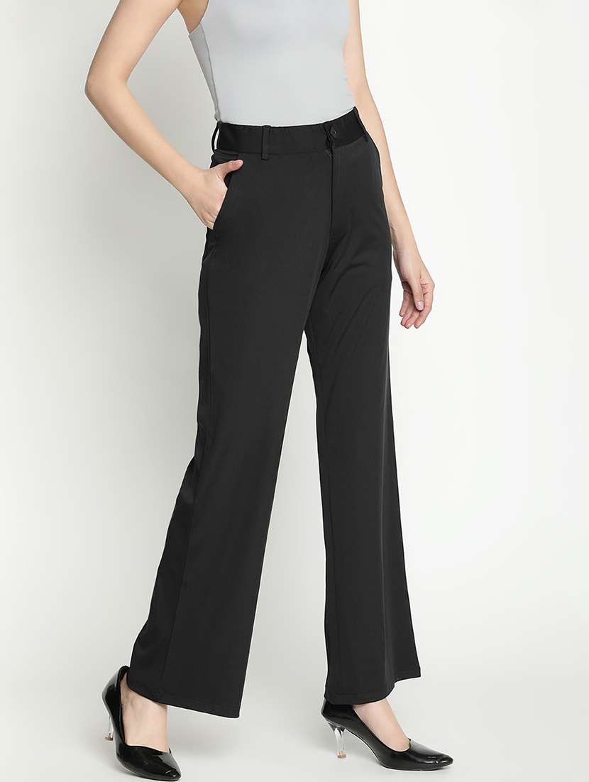 women black polyester bootcut trouser - 21399563 - Standard Image - 2