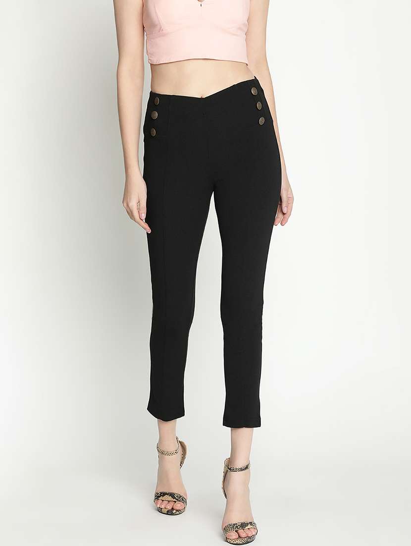 women mid-rise solid tailored pants