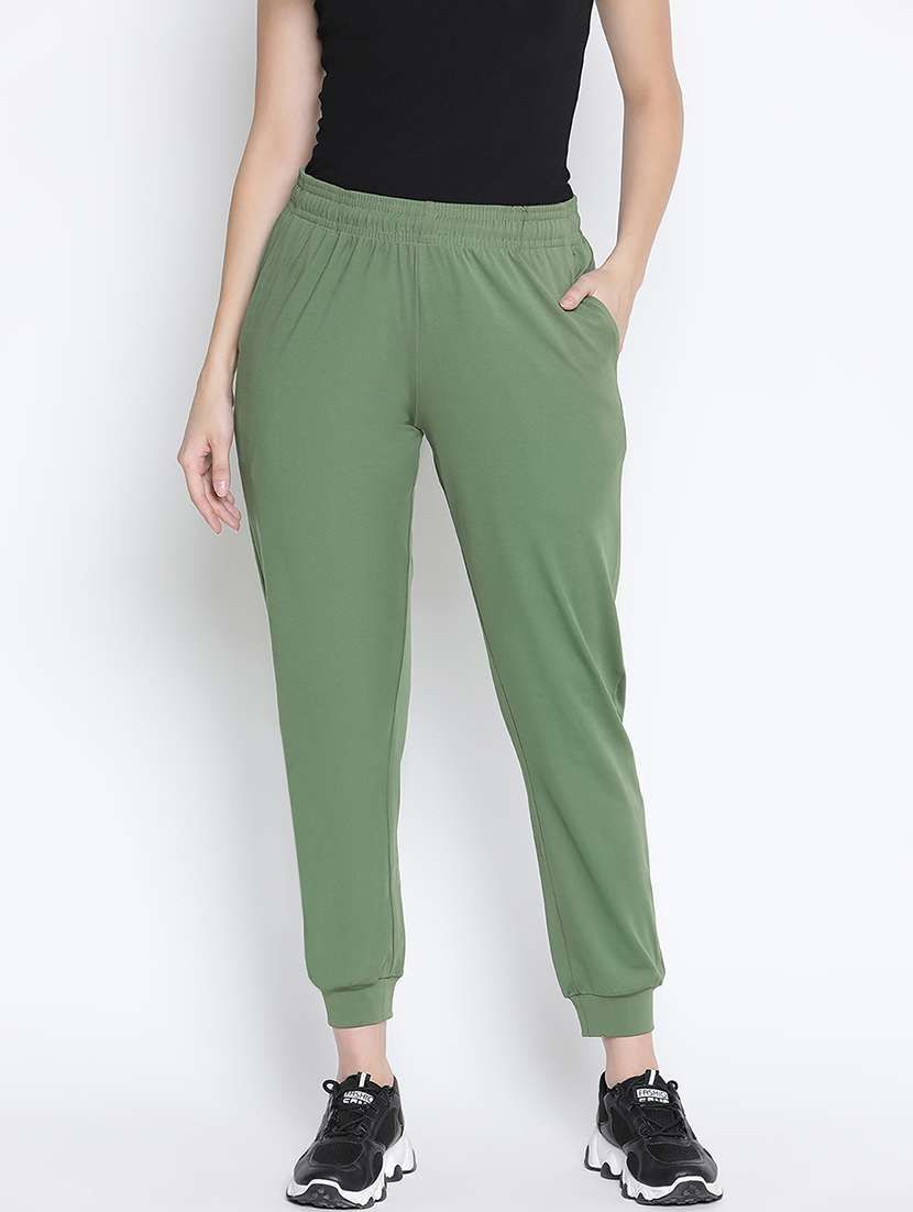 women green polyester joggers