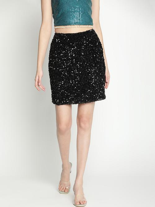 women black polyester bodycon skirt - 21399589 - Standard Image - 0
