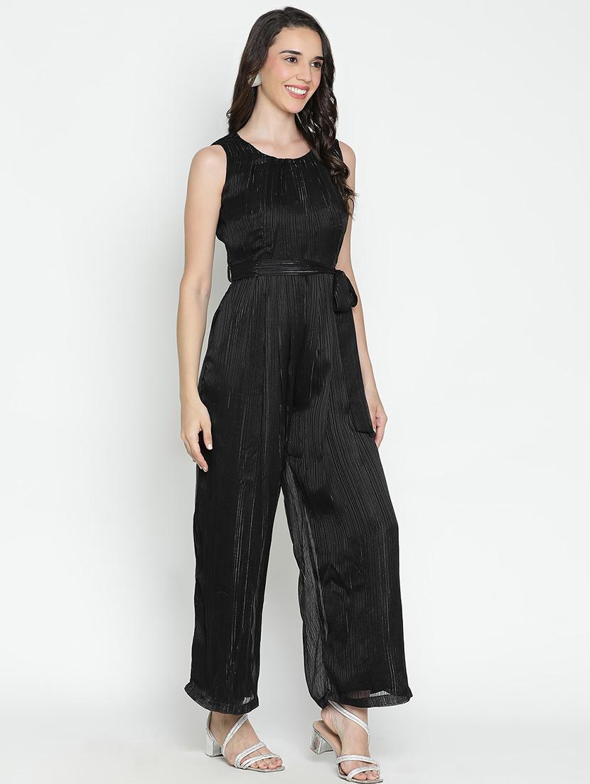 women black polyester full leg jumpsuit - 21399592 - Standard Image - 2