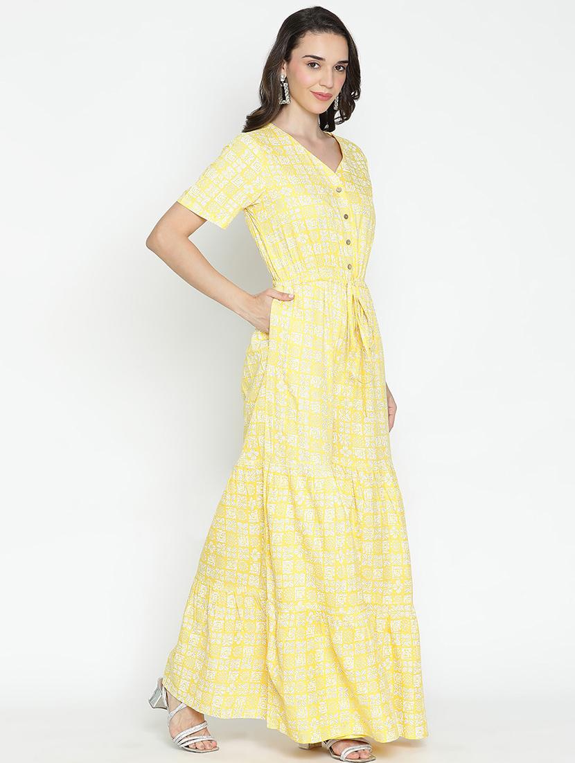 yellow printed full leg jumpsuit - 21399593 - Standard Image - 2
