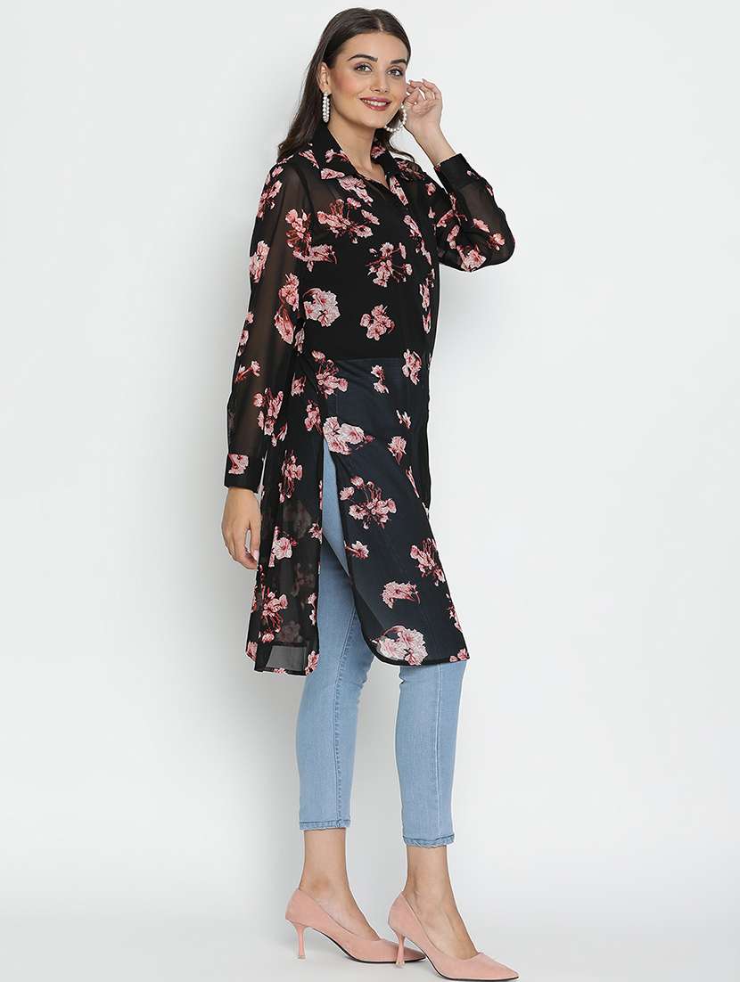 black floral printed regular shrug - 21399601 -  Standard Image - 2