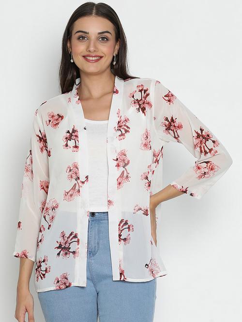 women white polyester regular shrug - 21399605 -  Standard Image - 0