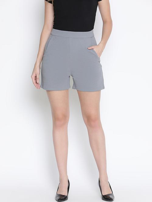 women grey polyester tailored short - 21399610 - Standard Image - 0