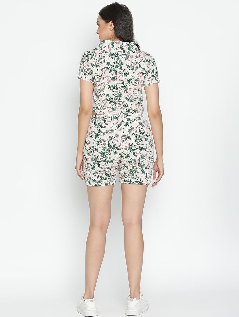 women white polyester top and shorts co-ord set - 21399617 - Standard Image - 2