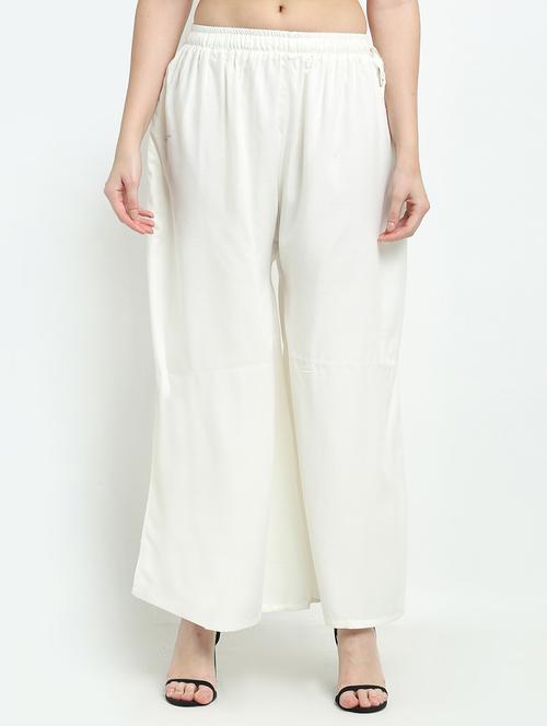 women white rayon pocket palazzo - 21399625 -  Standard Image - 0