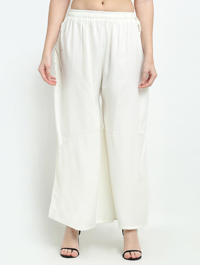 women white rayon pocket palazzo - 21399625 -  Zoom Image - 0