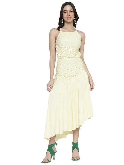 women yellow polyester fit & flare dress - 21399749 -  Standard Image - 0