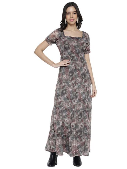 women grey polyester fit & flare dress - 21399754 - Standard Image - 0