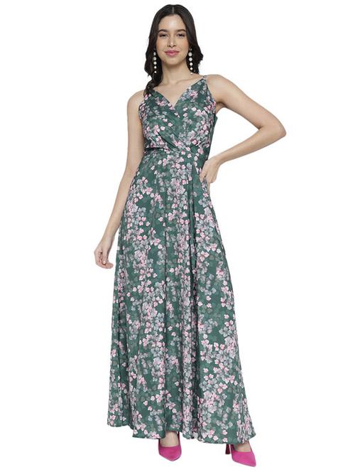 women green polyester fit & flare dress - 21399757 - Standard Image - 0