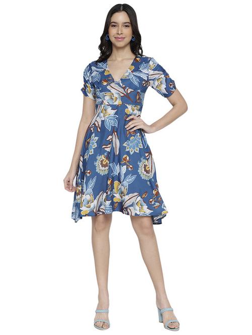 women blue polyester a-line dress - 21399759 -  Standard Image - 0