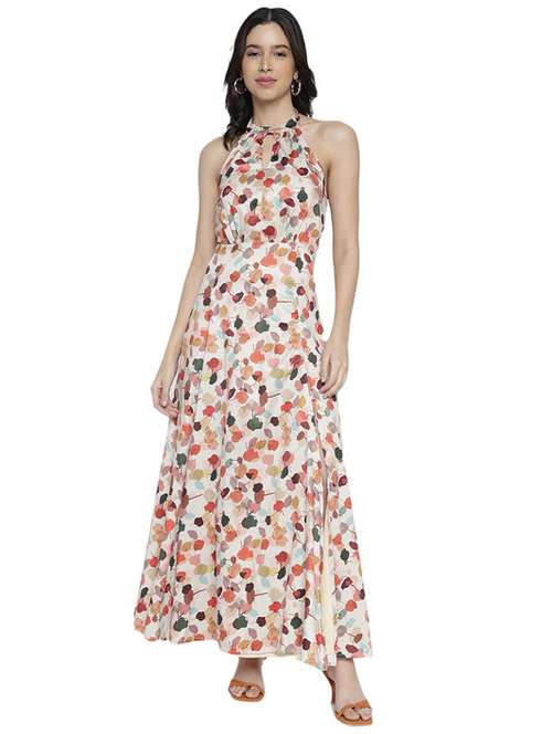 women off white polyester fit & flare dress - 21399770 -  Standard Image - 0