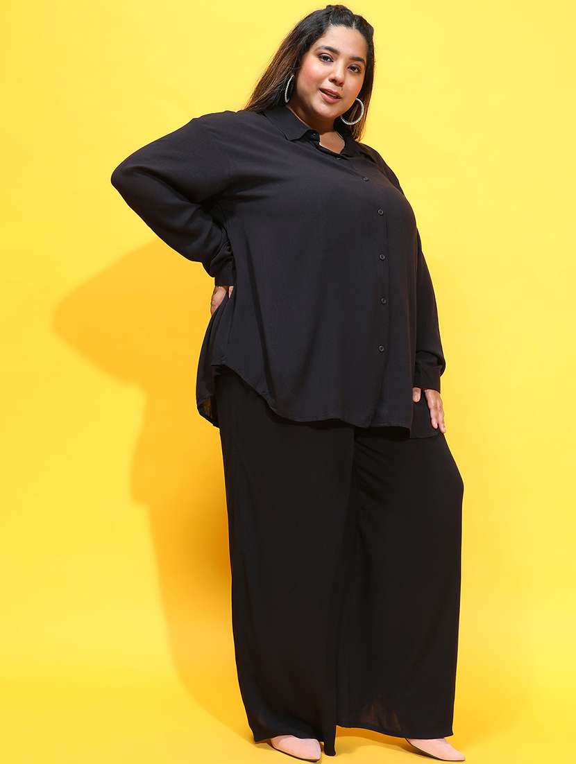 women black plus size shirt and trouser co-ord set - 21399777 - Standard Image - 2