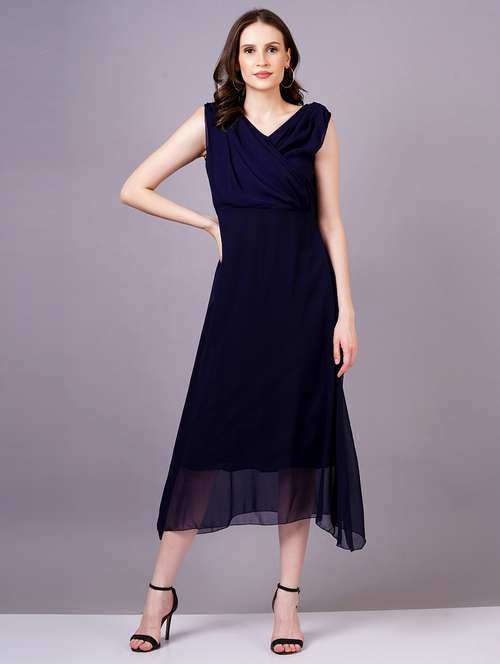 women solid sleeveless a-line dress - 21399784 - Standard Image - 0