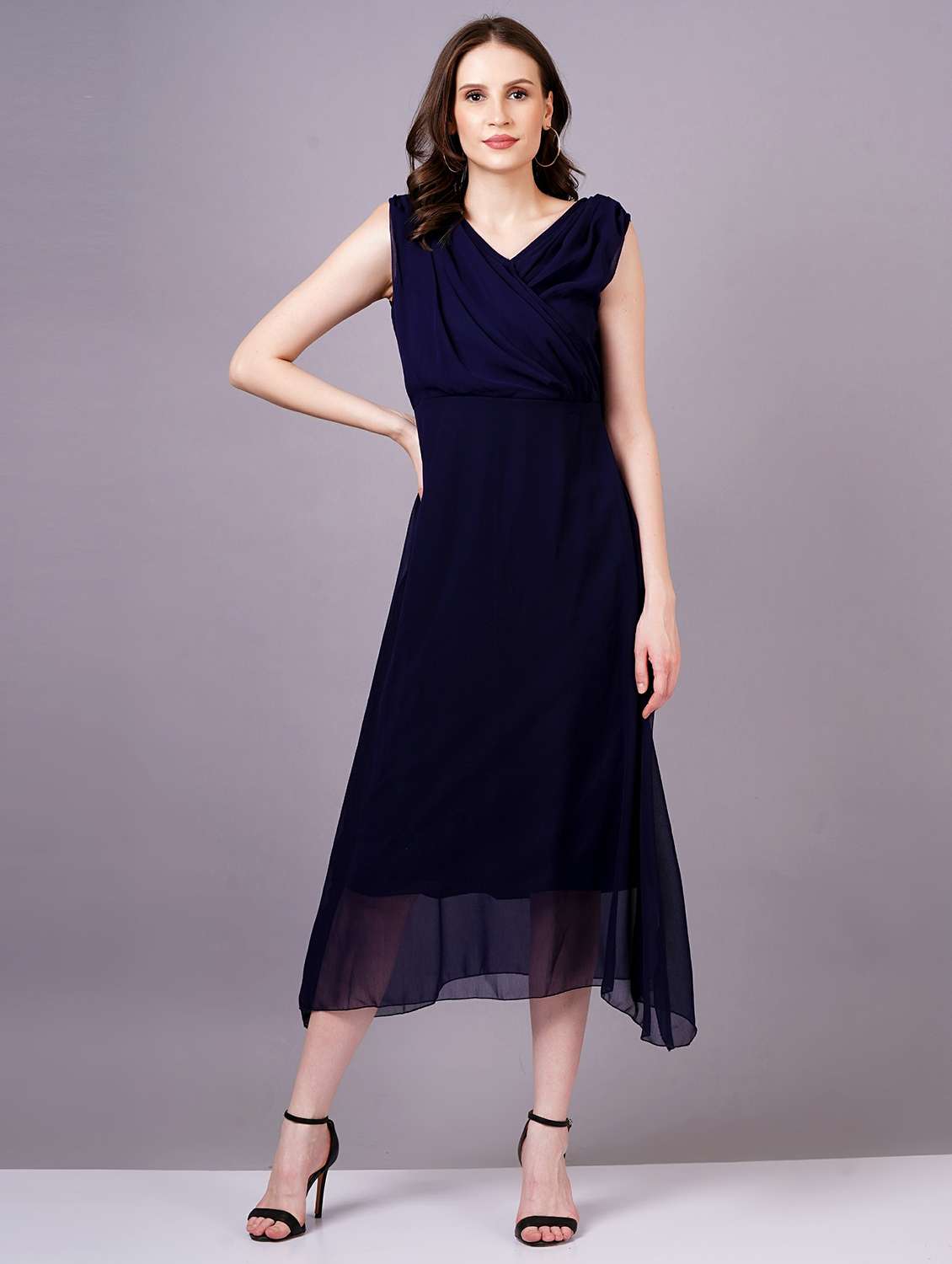 women solid sleeveless a-line dress - 21399784 - Zoom Image - 0