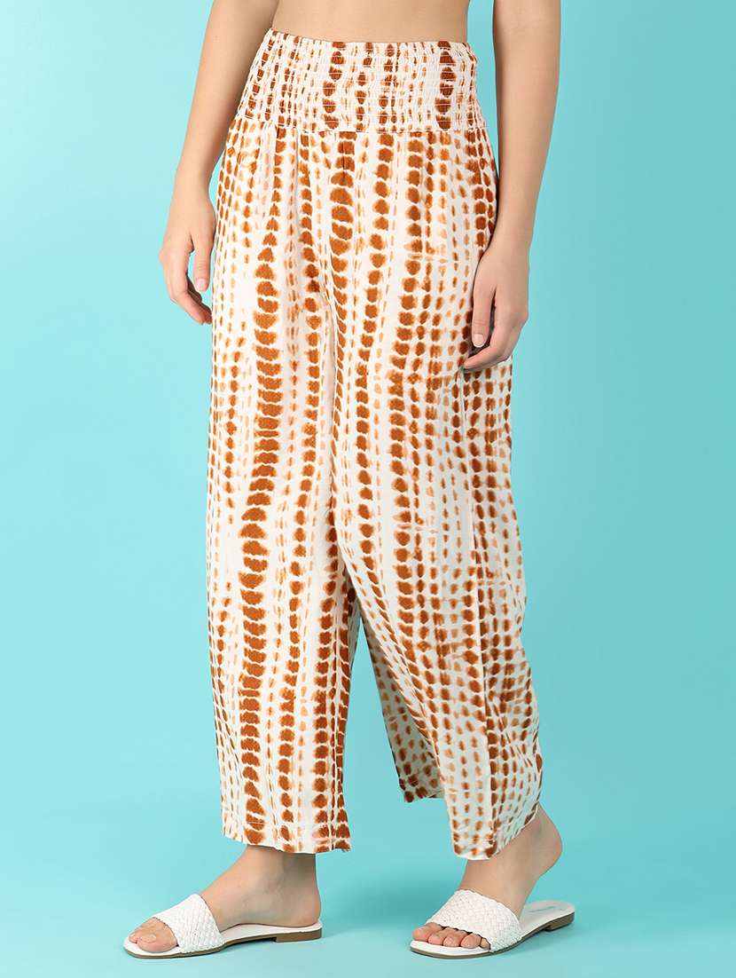 women brown shibori printed palazzos - 21399797 -  Standard Image - 2
