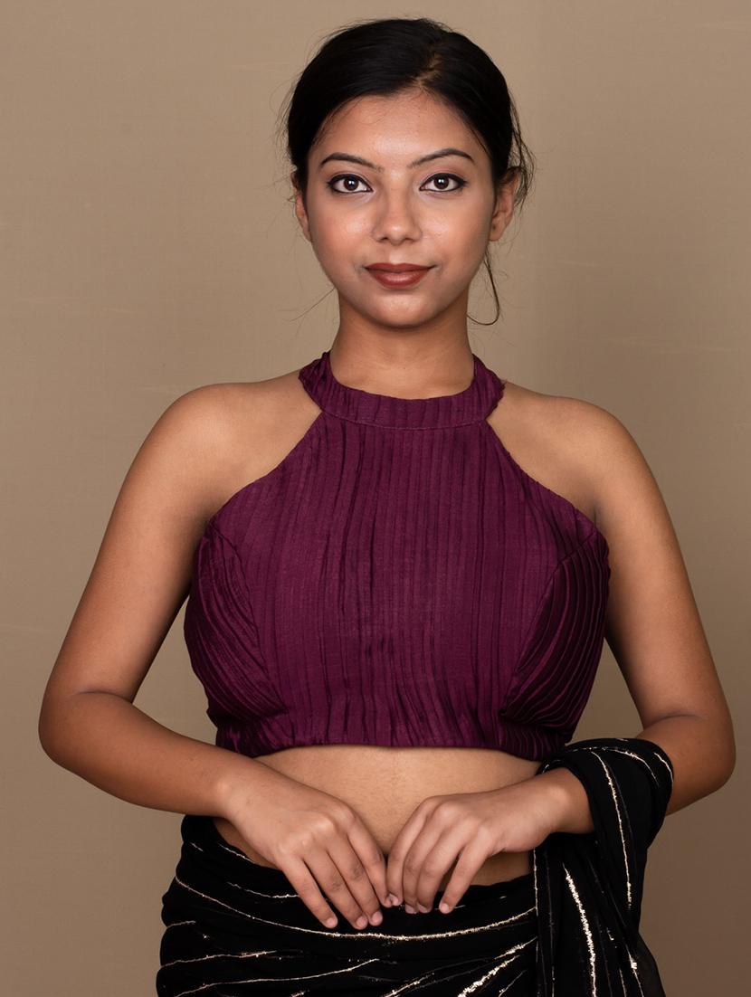 women purple solid stitched blouse - 21399817 - Zoom Image - 0
