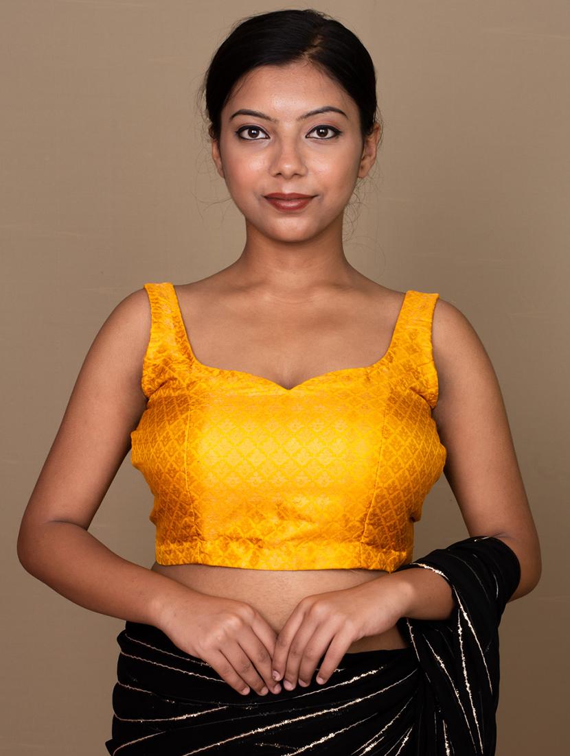 women yellow self design blouse - 21399825 -  Zoom Image - 0