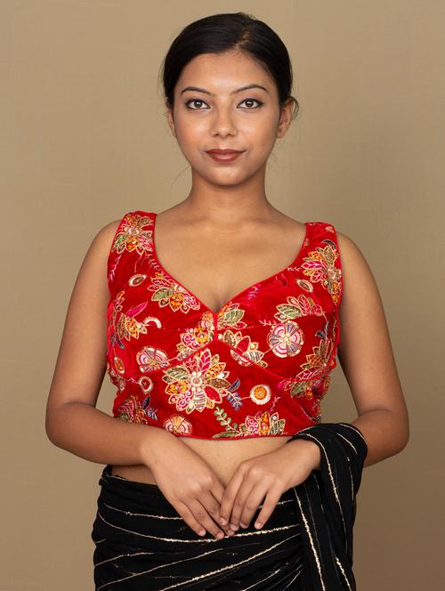 women red embroidered stitched blouse - 21399827 -  Standard Image - 0