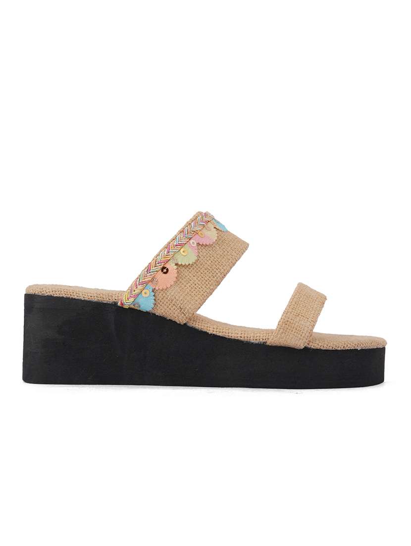 beige embellished platforms wedge - 21399842 -  Standard Image - 2