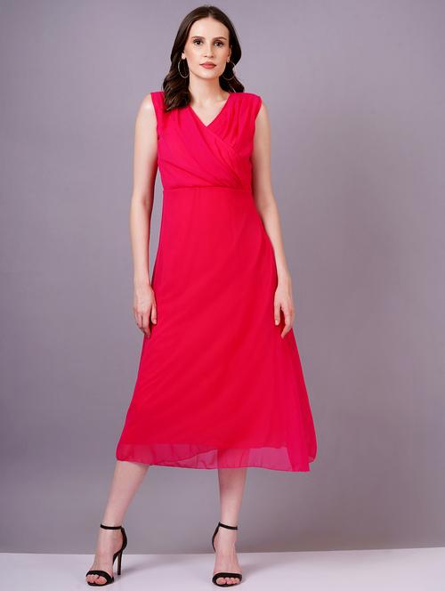 women red georgette a-line dress - 21399898 -  Standard Image - 0