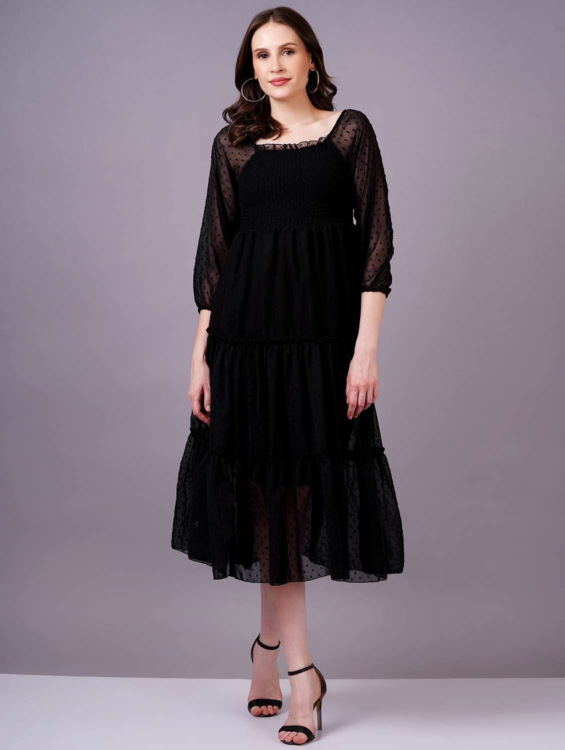 women black georgette fit & flare dress