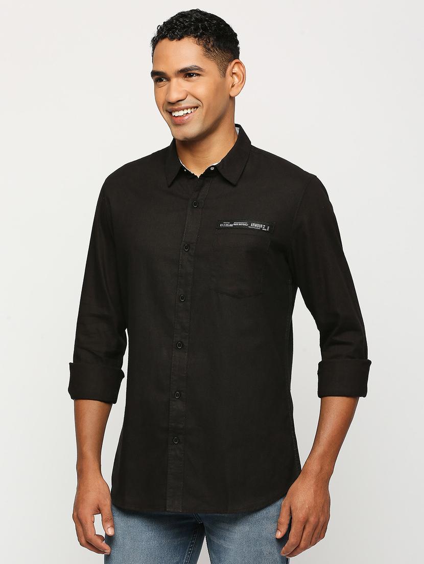 black cotton casual shirt - 21399969 - Standard Image - 2