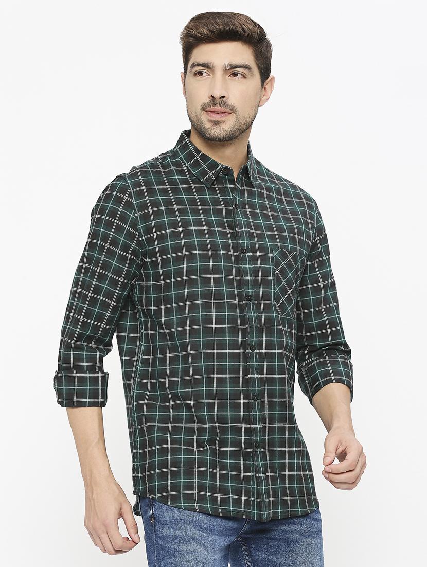 green checkered casual shirt - 21399971 - Standard Image - 2