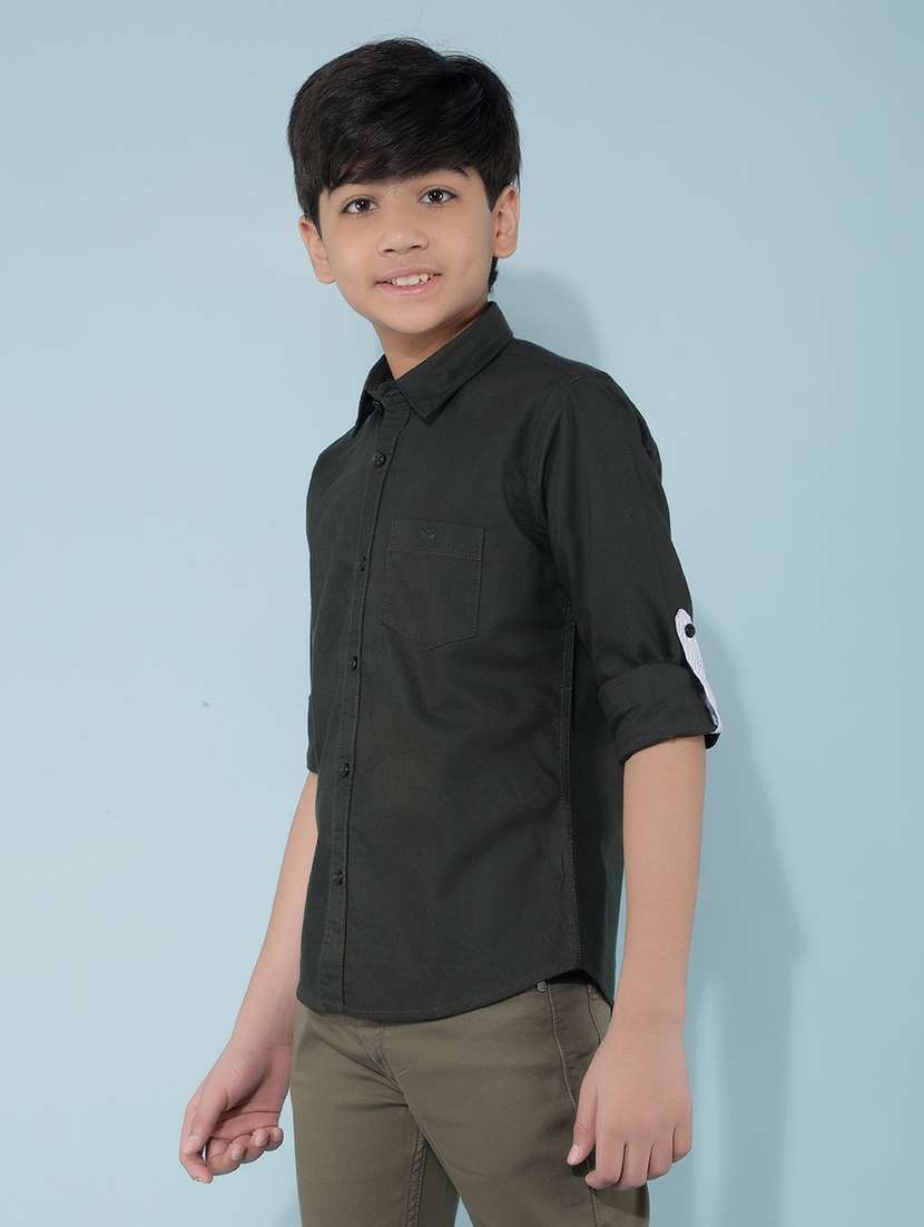 boys black solid shirt