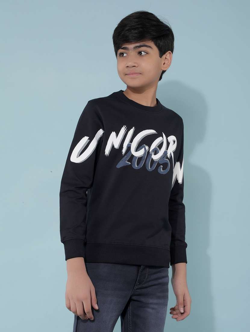 boys round neck chest print sweatshirt