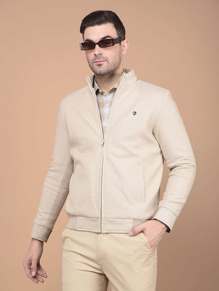 beige solid casual jacket