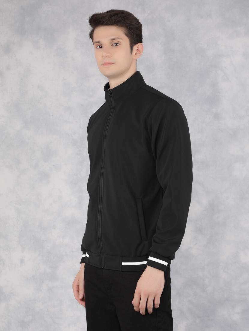 black solid casual jacket