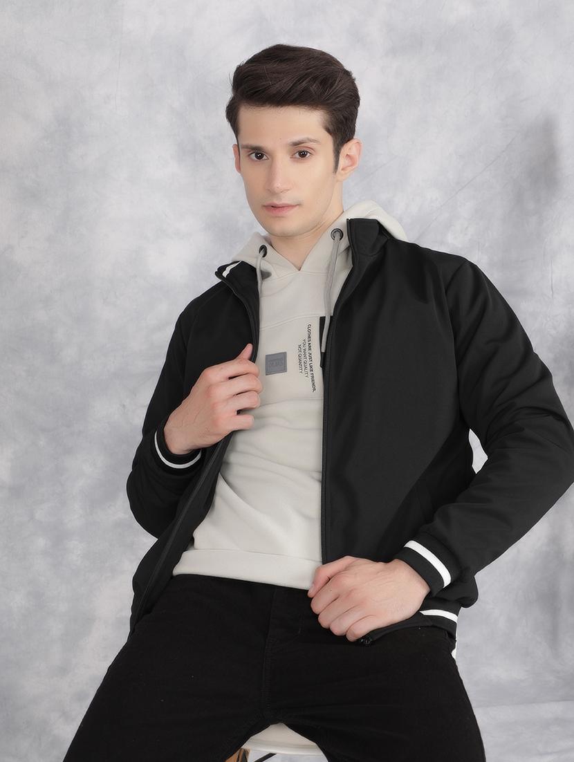 black solid casual jacket - 21400036 - Standard Image - 2