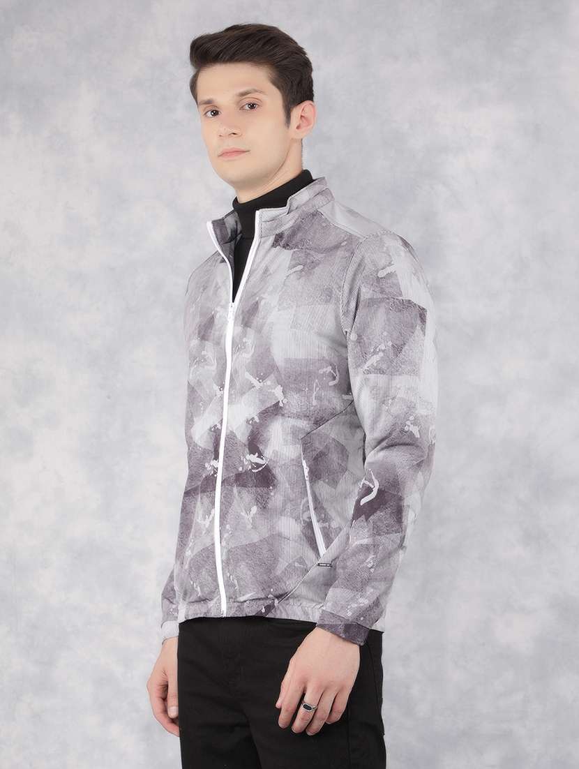 grey printed casual jacket - 21400040 - Standard Image - 2