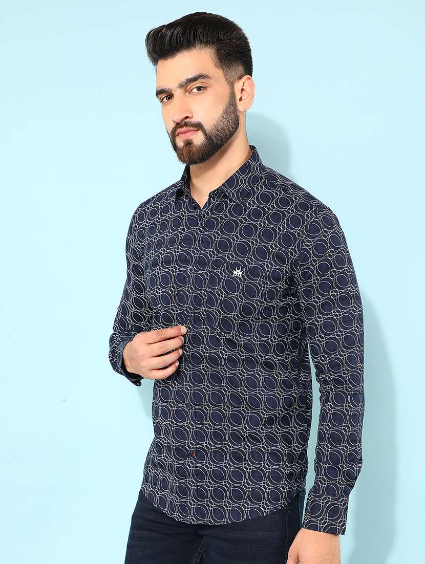 men printed cotton casual shirt