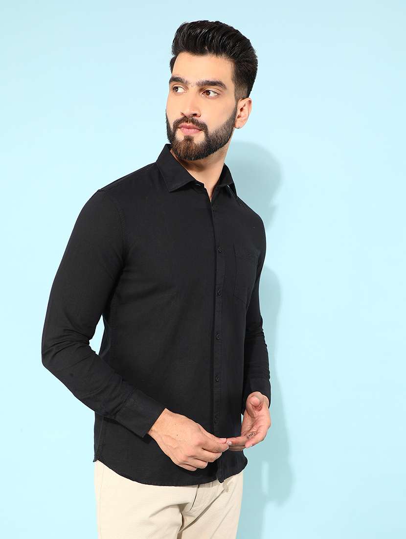 men solid long sleeve casual shirt - 21400067 -  Standard Image - 2