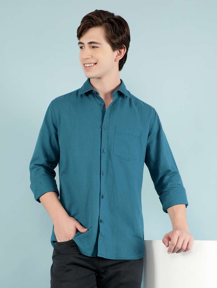 men solid long sleeve casual shirt