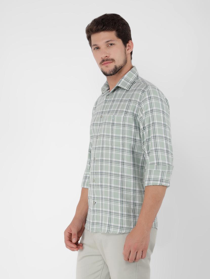 men checked long sleeve casual shirt - 21400089 - Standard Image - 2