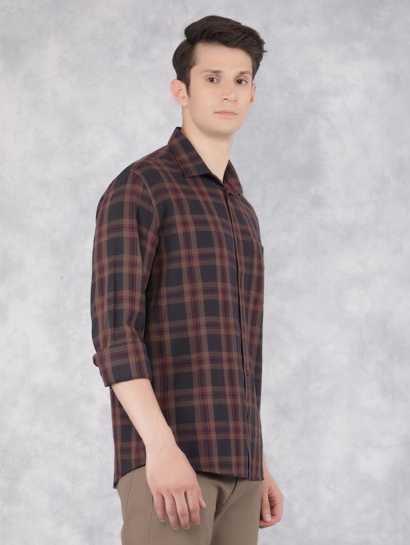 men checked long sleeve casual shirt - 21400097 - Standard Image - 2