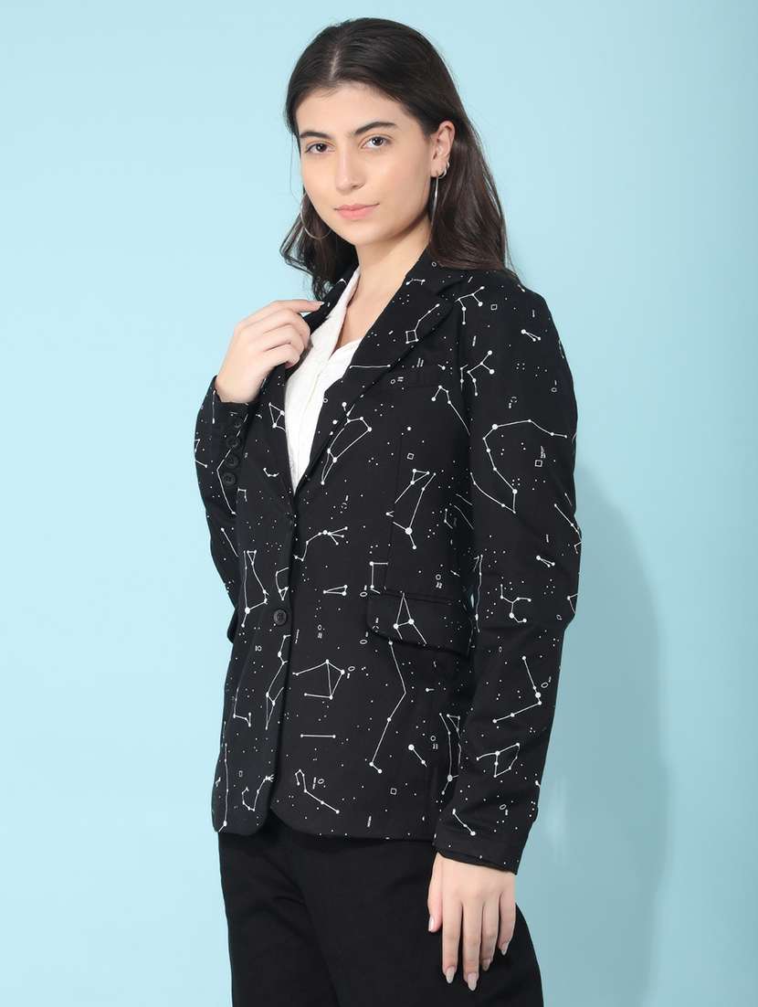 women black cotton single breasted blazer