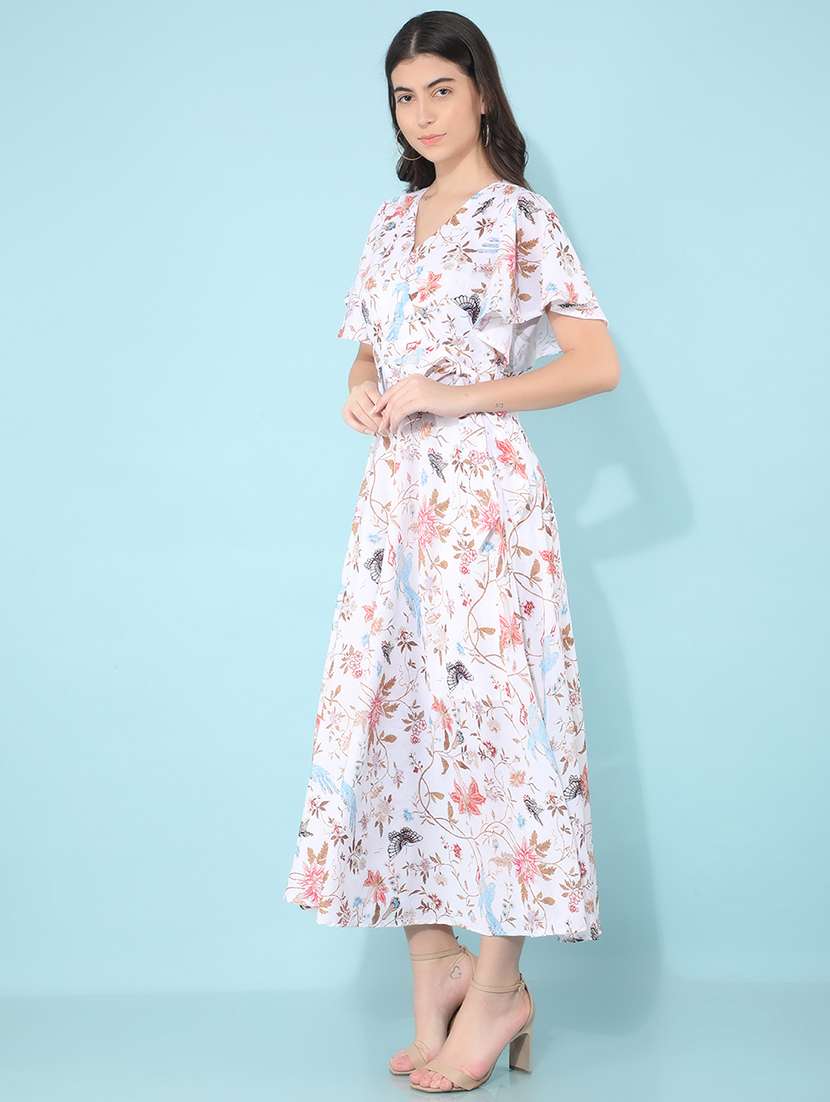 white floral print flare dress - 21400252 - Zoom Image - 0