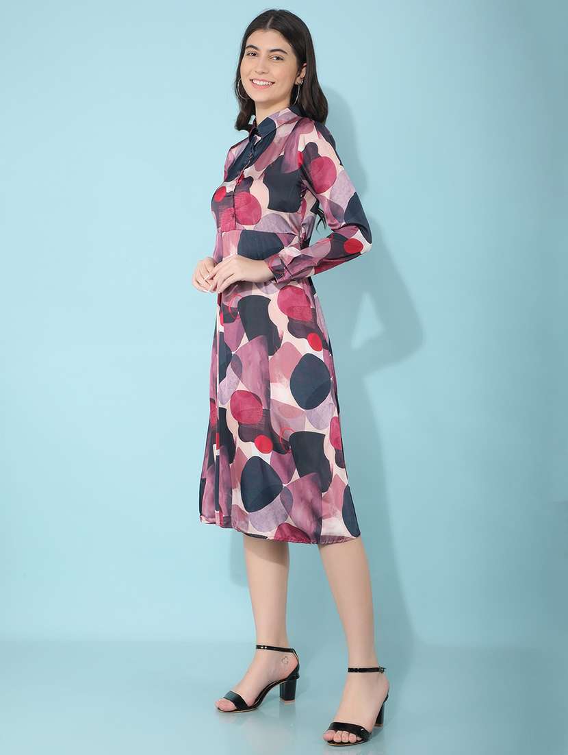 maroon polyester aline dress - 21400256 - Standard Image - 2