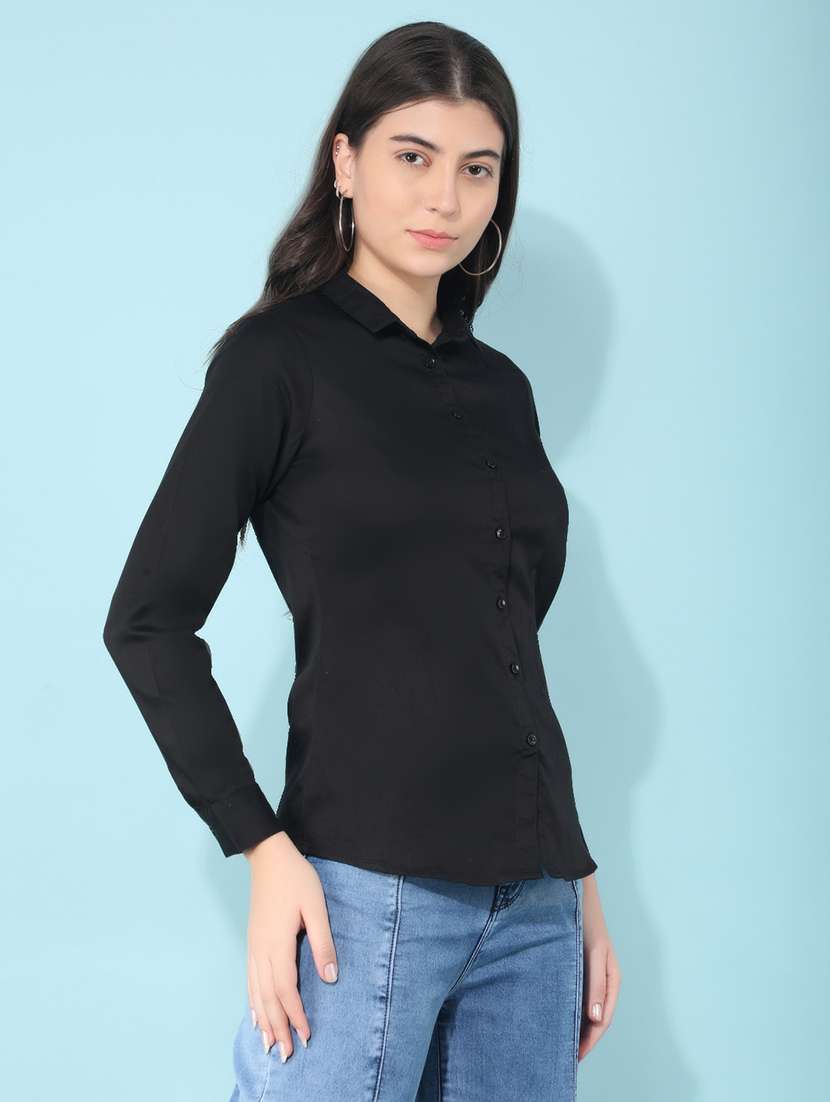 black solid regular shirt
