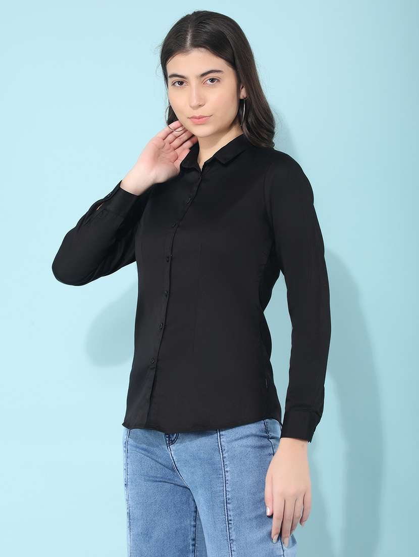 black solid regular shirt - 21400288 -  Standard Image - 2