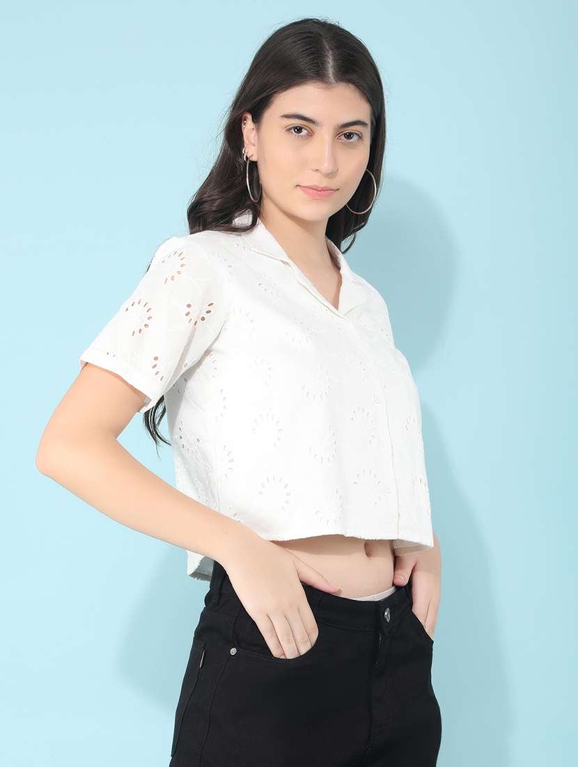 white solid with work crop shirt