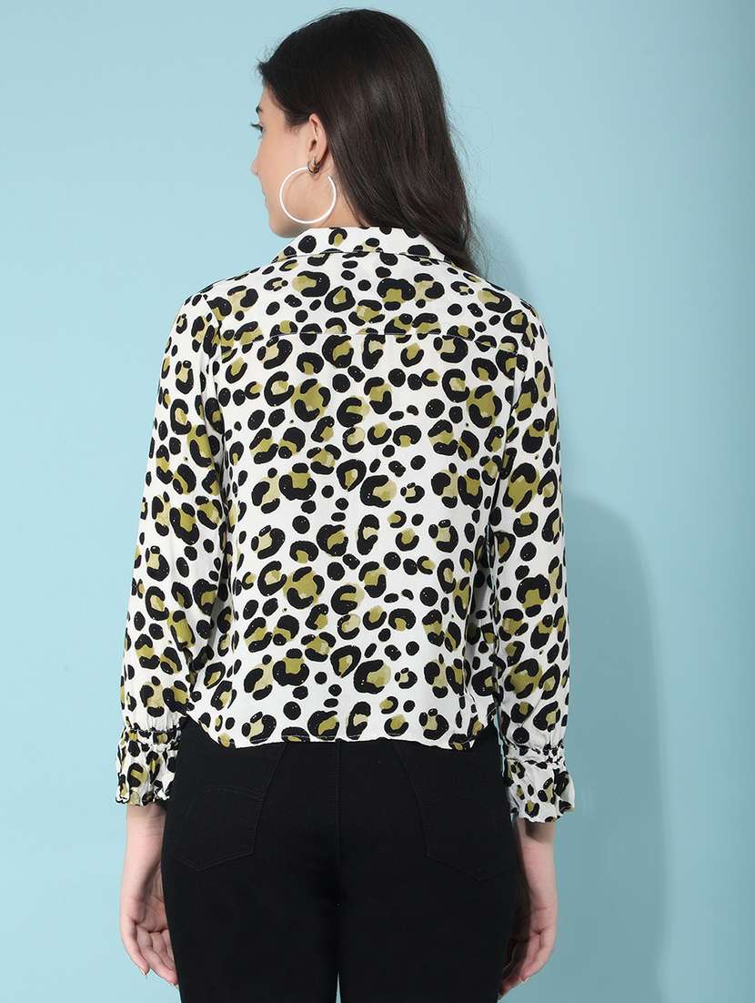 white animal printed regular shirt - 21400293 - Standard Image - 2